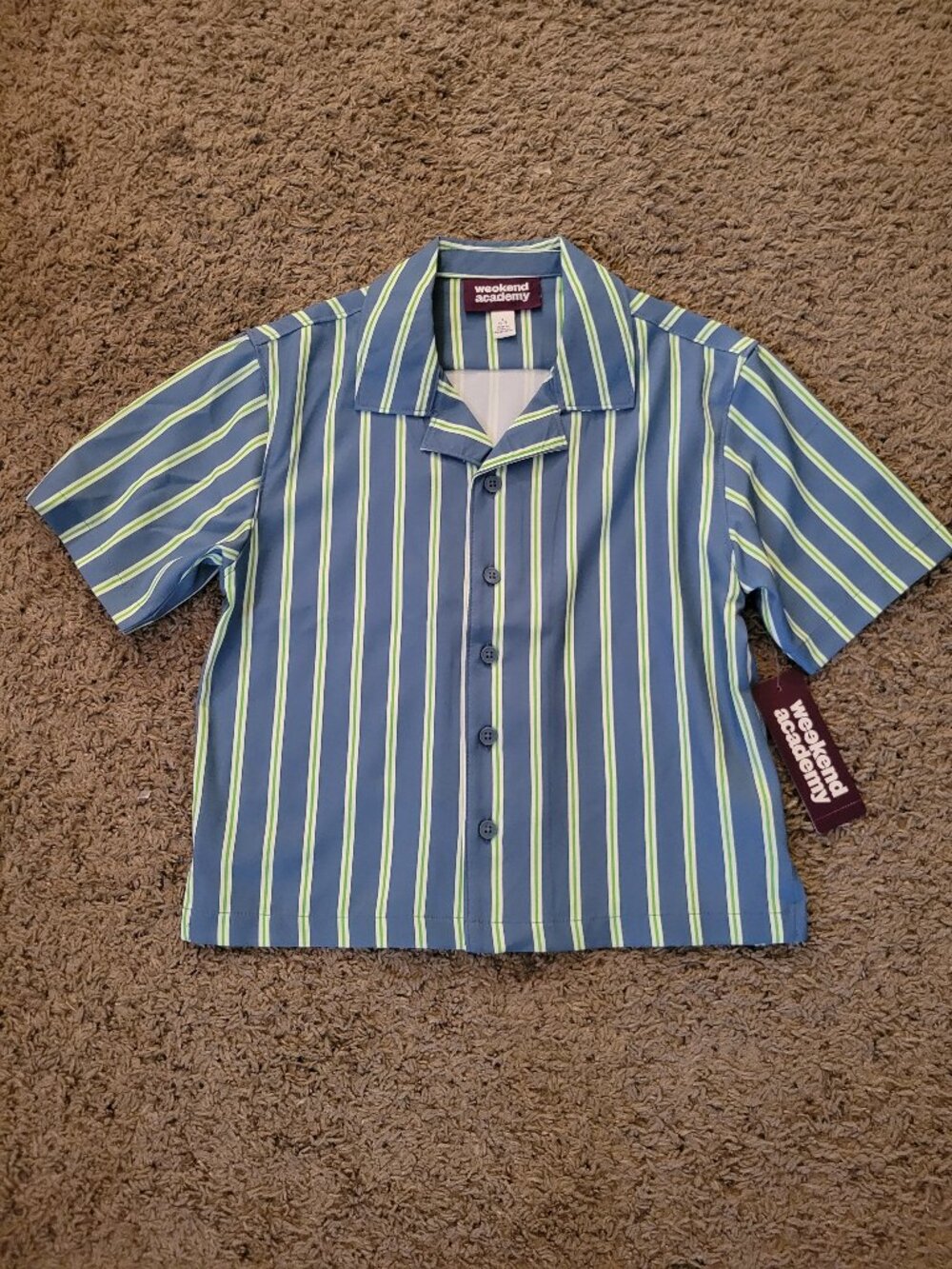 Weekend Academy Boys Striped Short Sleeve Button Up Shirt